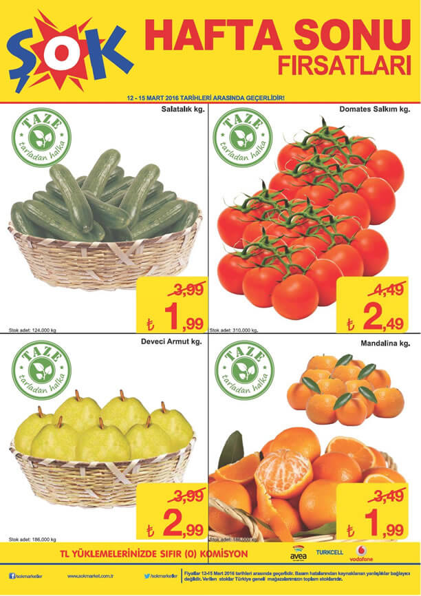 ŞOK 12 Mart 2016 Cumartesi Fırsatları Katalogu