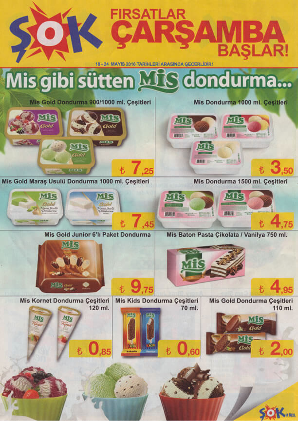 ŞOK 18 Mayıs 2016 Fırsat Ürünleri Katalogu - Mis Dondurma