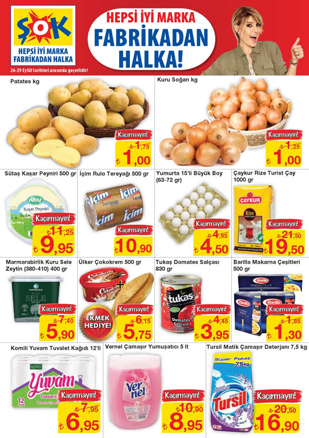 ŞOK 26 - 29 Eylül 2015 Fırsat Ürünleri Katalogu - Sütaş Kaşar Peyniri