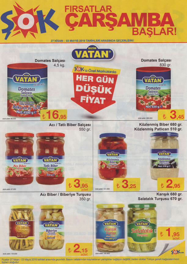 ŞOK 27.04.2016 Çarşamba Fırsatları Katalogu - Bizim Vatan
