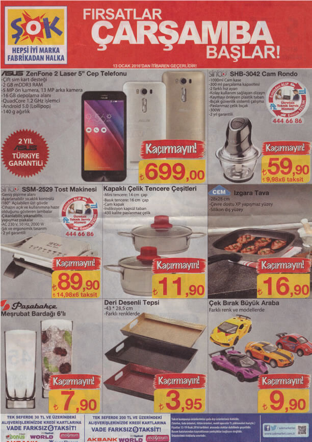 ŞOK Aktüel Ürünler 13 Ocak 2016 Broşürü - Asus ZenFone 2 Laser