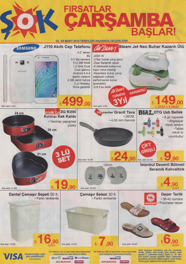 ŞOK Aktüel Ürünler 2 Mart 2016 Katalogu - Samsung J110 Akıllı Cep Telefonu