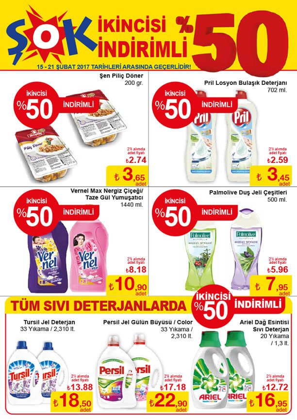 ŞOK Fırsat Ürünleri 15 Şubat 2017 Katalogu - %50 İndirim Fırsatı