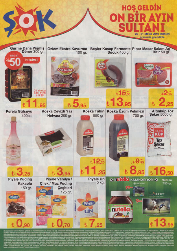 ŞOK Fırsat Ürünleri 25 - 31 Mayıs 2016 Katalogu - Nutella