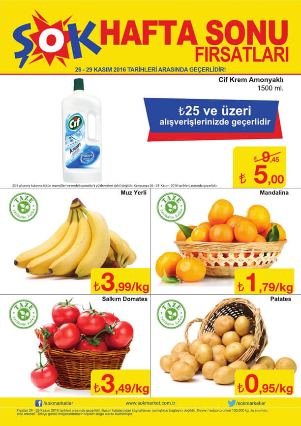 ŞOK Fırsat Ürünleri 26 Kasım 2016 Katalogu - Cif Krem Amonyaklı