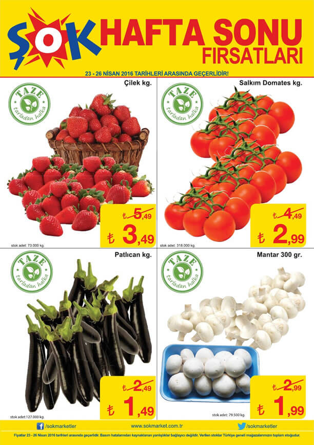 ŞOK Hafta Sonu Fırsatları 23 Nisan 2016 Katalogu