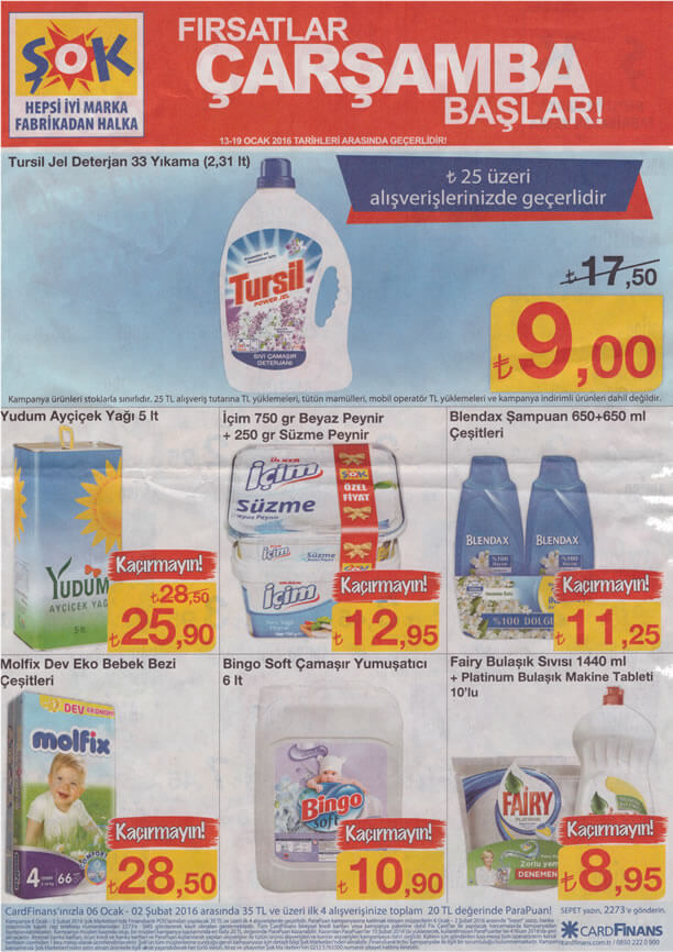 ŞOK Kampanya 13-19 Ocak 2016 Katalogu - Tursil Jel Deterjan