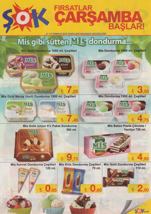 ŞOK Market 06.07.2016 İndirim Katalogu - Mis Dondurma