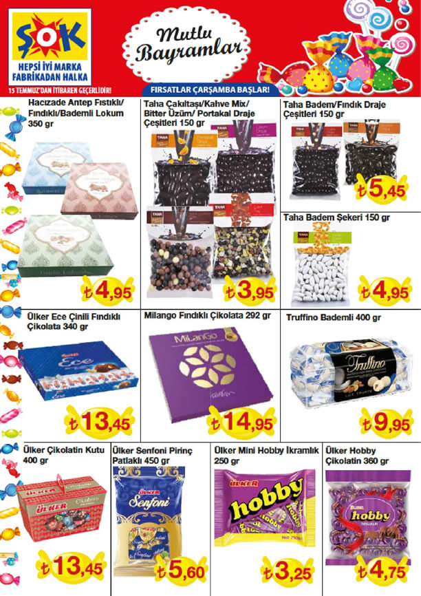ŞOK Market 15 Temmuz 2015 Aktüel Ürünler - Bayram Çikolatası