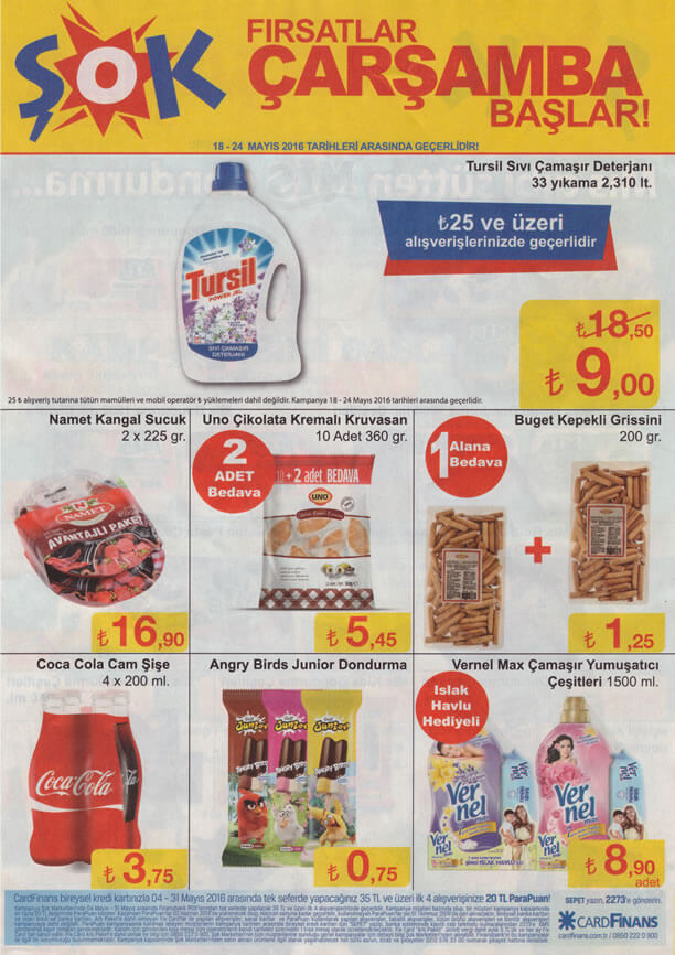 ŞOK Market 18-24 Mayıs 2016 Katalogu - Tursil Sıvı Çamaşır Deterjanı