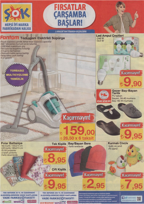 ŞOK Market 2 Aralık 2015 Broşürü - Fantom Tozkoparan Elektrik Süpürgesi