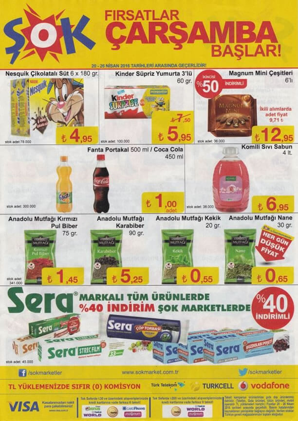ŞOK Market 20-26 Nisan 2016 İndirim Katalogu