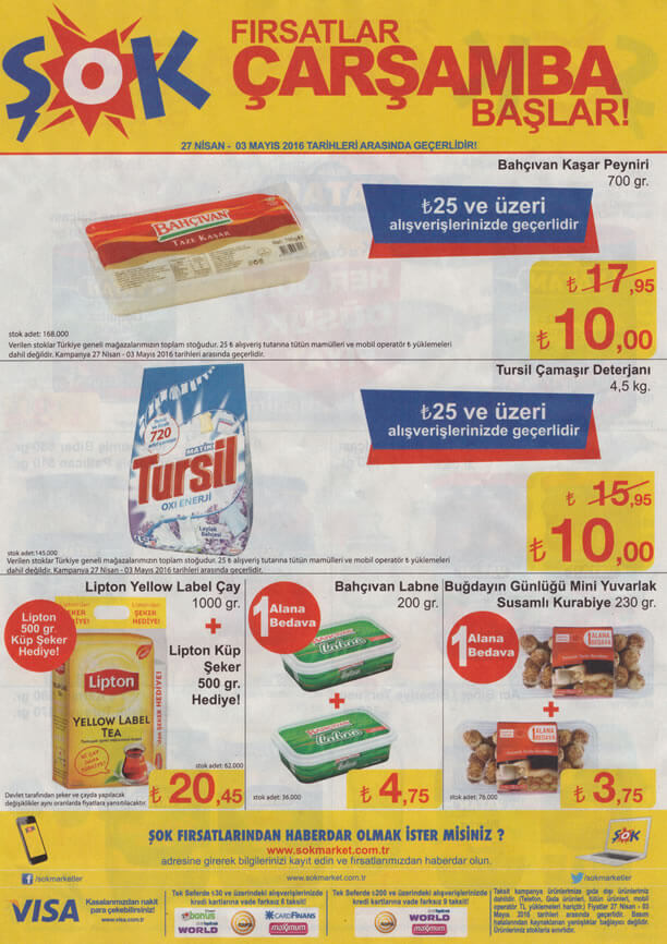 ŞOK Market 27 Nisan - 3 Mayıs 2016 Katalogu - Bahçıvan Kaşar Peyniri