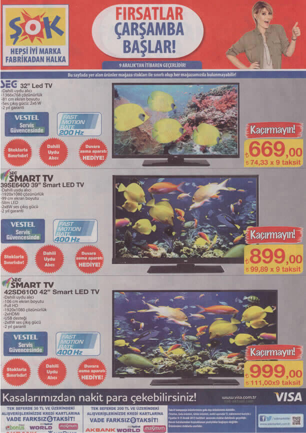 ŞOK Market 9 Aralık 2015 Katalogu - SEG Smart Led Tv