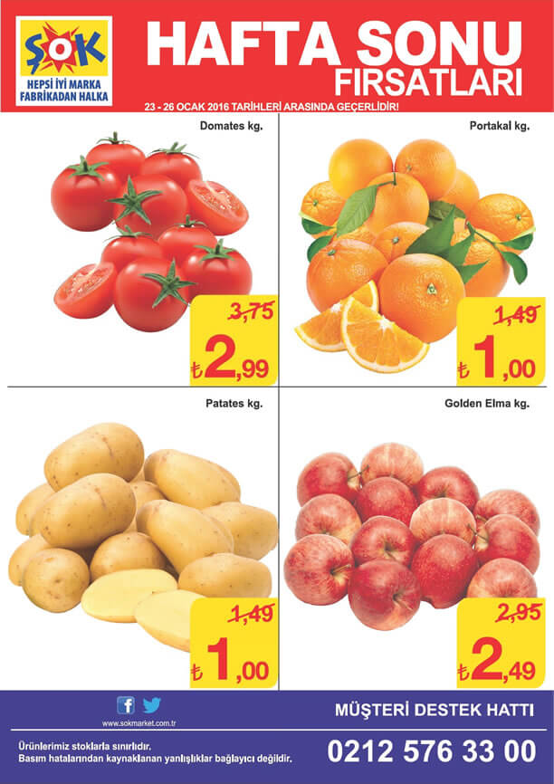 ŞOK Market Hafta Sonu Fırsatları 23-26 Ocak 2016 Katalogu