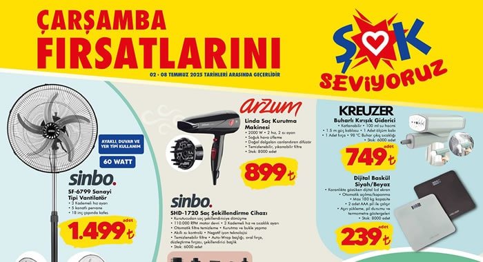 ŞOK 2 Temmuz 2025 Aktüel Ürünler Kataloğu
