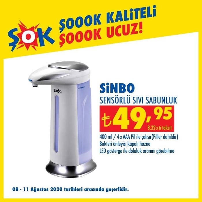 Sinbo Sensörlü Sıvı Sabunluk ( ŞOK 8 Ağustos 2020 )