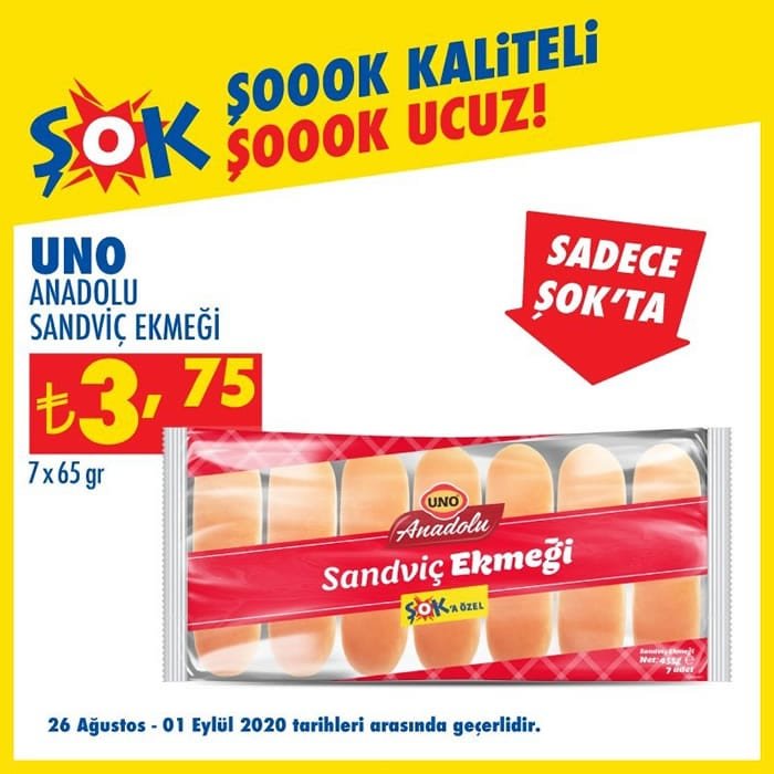 Uno Anadolu Snadviç Ekmeği ( ŞOK 26 Ağustos 2020 )
