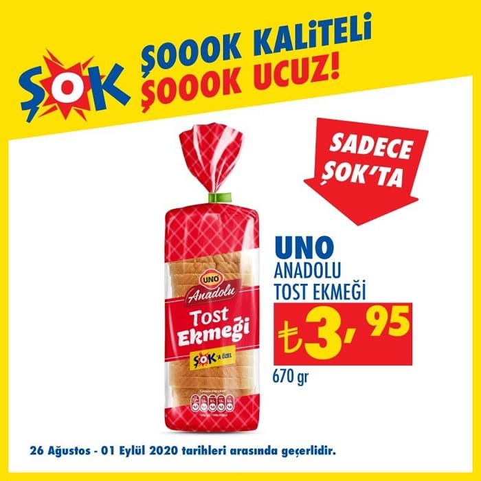 Uno Anadolu Tost Ekmeği ( ŞOK 26 Ağustos 2020 )